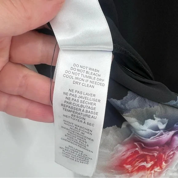 Adrianna Papell Floral Overlay Maxi Wide Leg Jumpsuit in Black Multi Size 16 - Picture 13 of 16